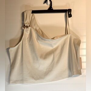 Women’s 4X one shoulder cream crop top tortoise shell colored accent by LOVEFOOL
